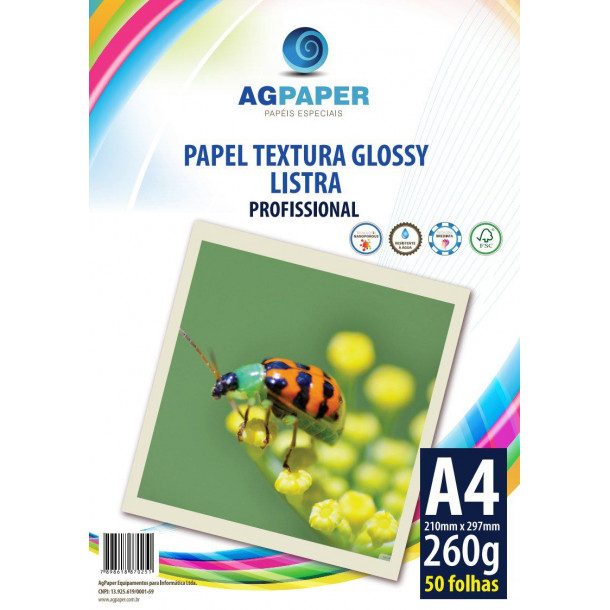 AGPAPER Textura Glossy Listra A4 260GSM c/50 folhas