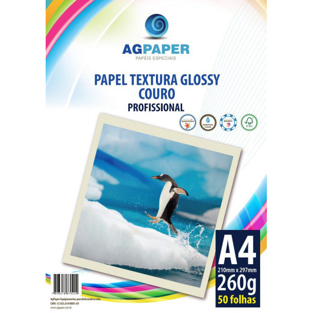 AGPAPER Textura Glossy Couro A4 260GSM c/50 folhas