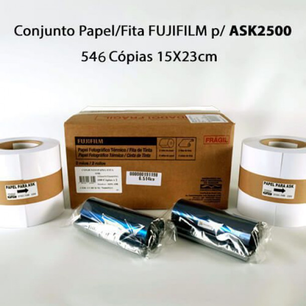 Conjunto Papel/Fita Fujifilm p/ ASK2500 - 546 Cópias 15X23cm